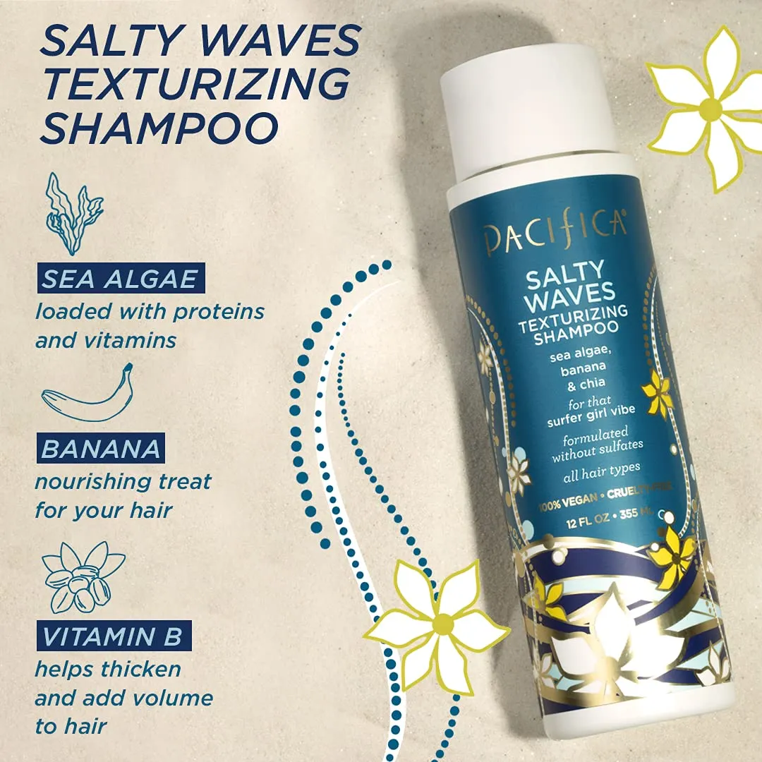 Pacifica Beauty Salty Waves Texturizing Shampoo   Texturizing Conditioner | For All Hair Types | Perfect and Effortless Beach Hair | 100% Vegan & Cruelty Free | Sulfate   Paraben Free
