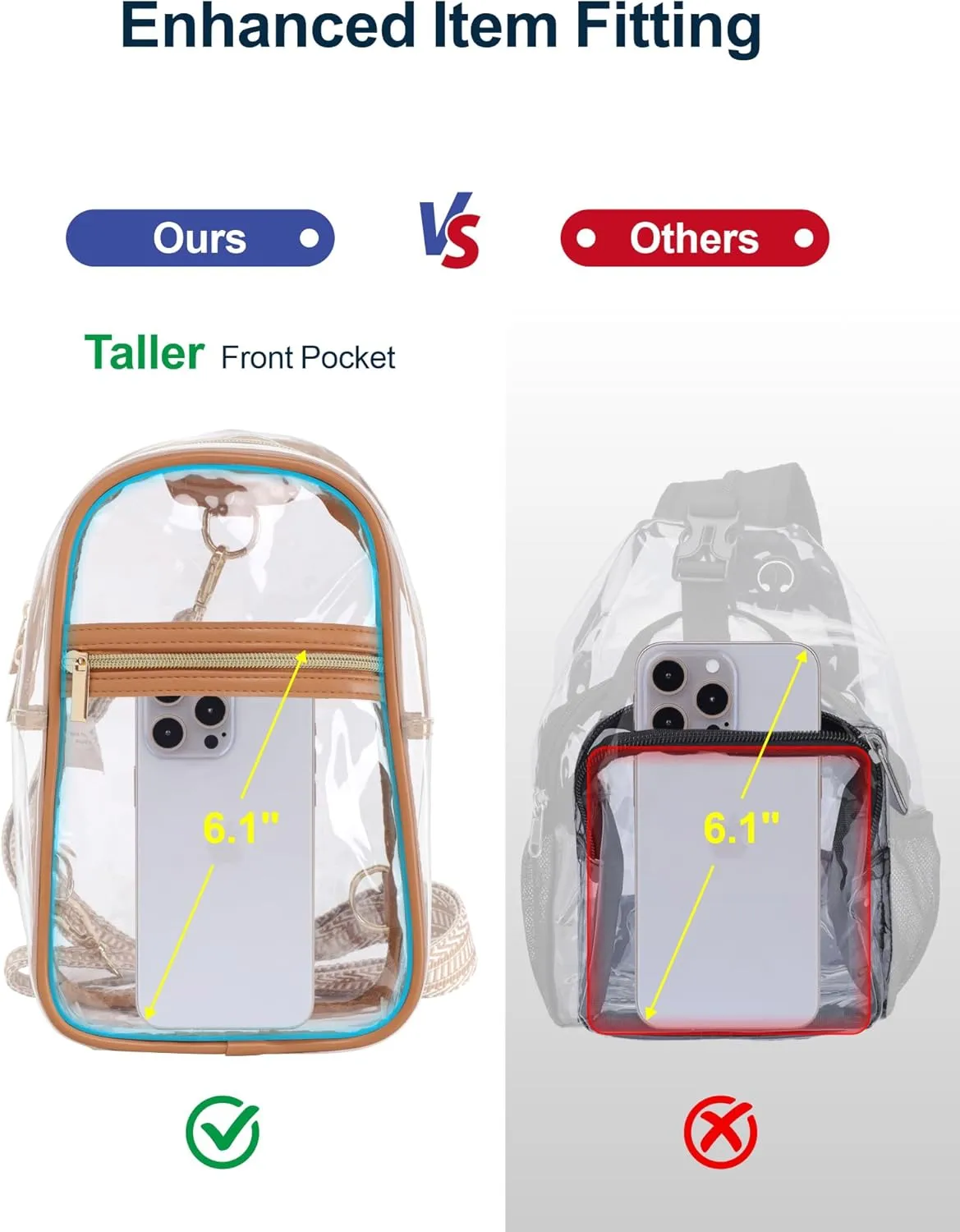 PACKISM Clear Bag for Stadium Events - Clear Sling Bag for Sport Concert, Clear Crossbody Bags for Women with Comfortable Strap