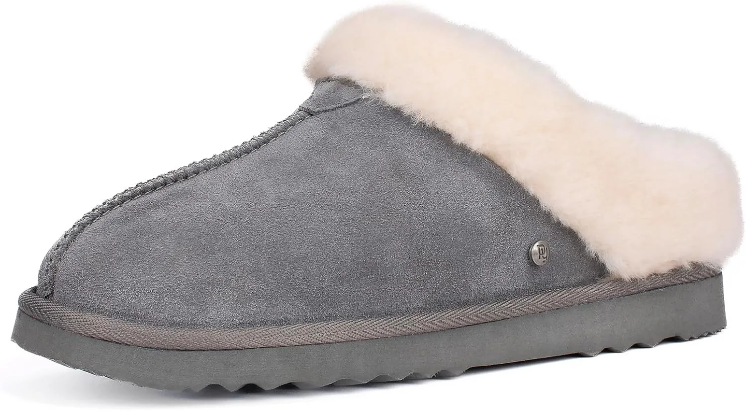 Parfeying Women's Slip on House Slippers, Real Wool from Sheep, Anti-slip Rubber Sole Warm Indoor Outdoor Slippers for Women
