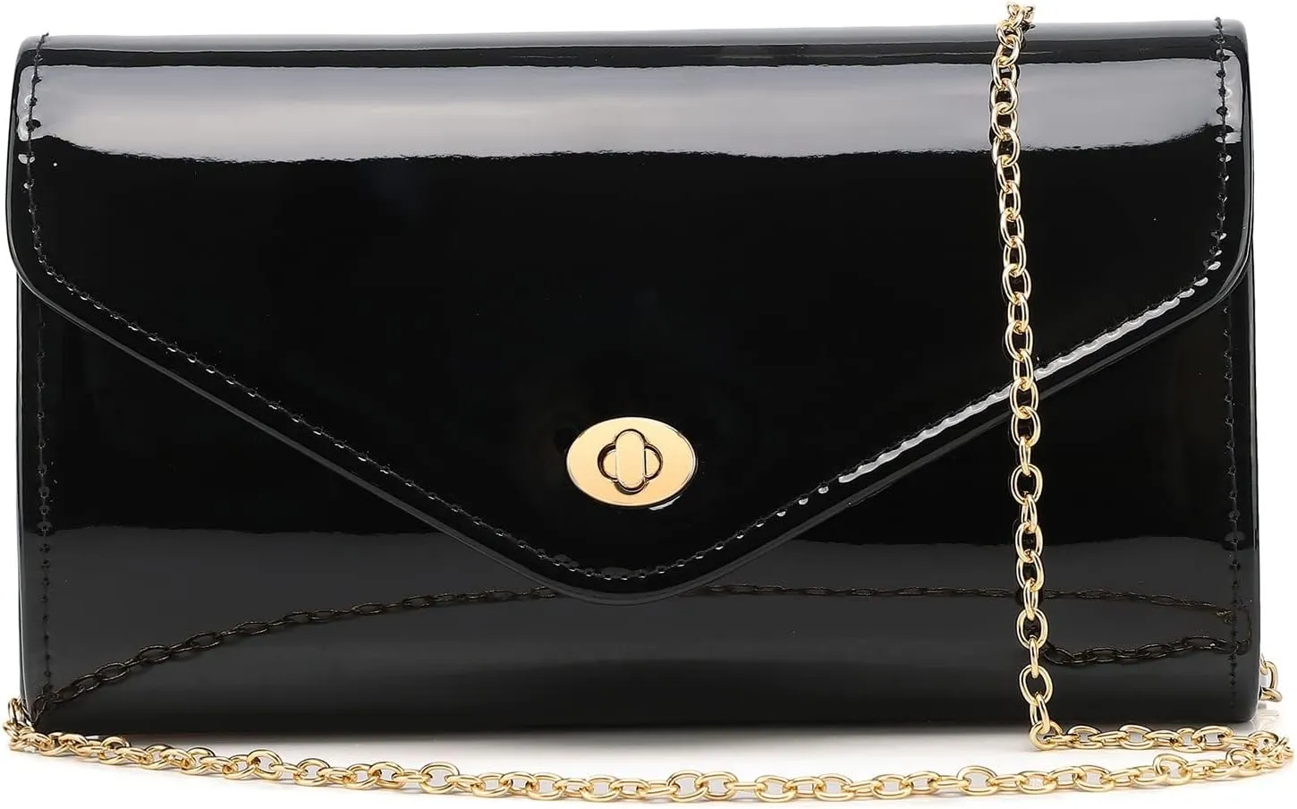 Patent Leather Envelope Clutch Womens Evening Handbag Stylish Shoulder Crossbody Bag for Dating Wedding Party Prom