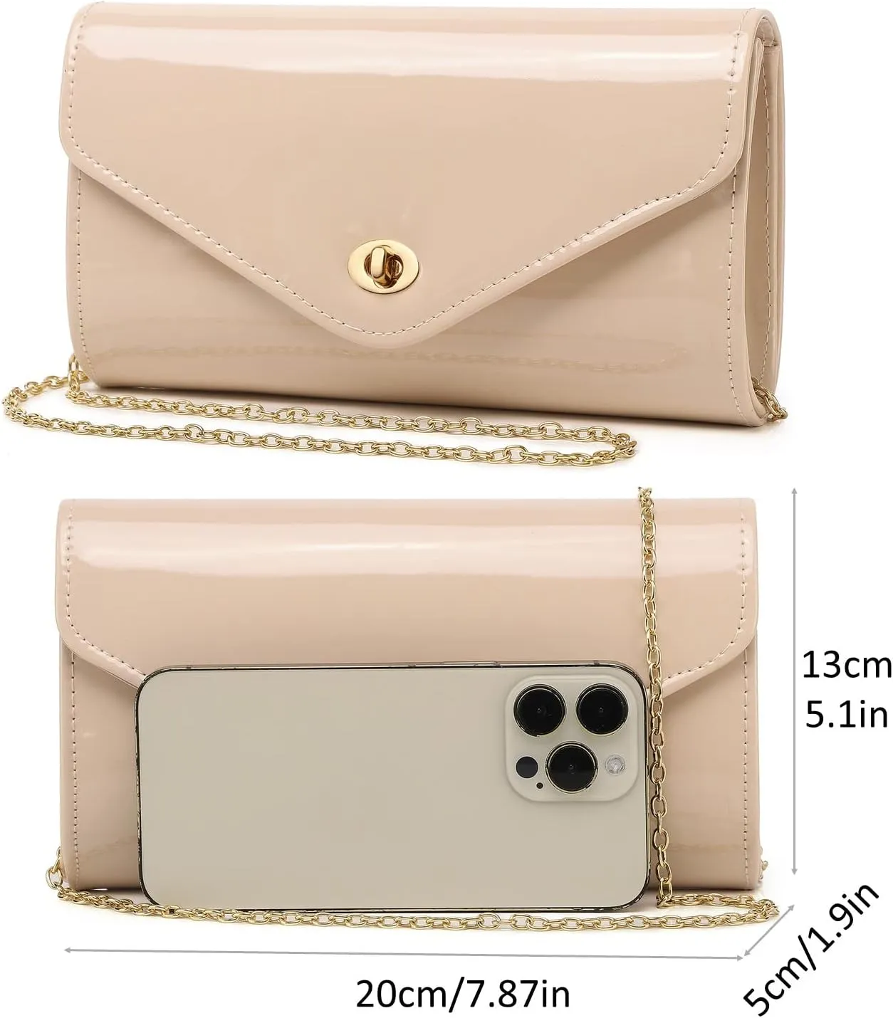 Patent Leather Envelope Clutch Womens Evening Handbag Stylish Shoulder Crossbody Bag for Dating Wedding Party Prom