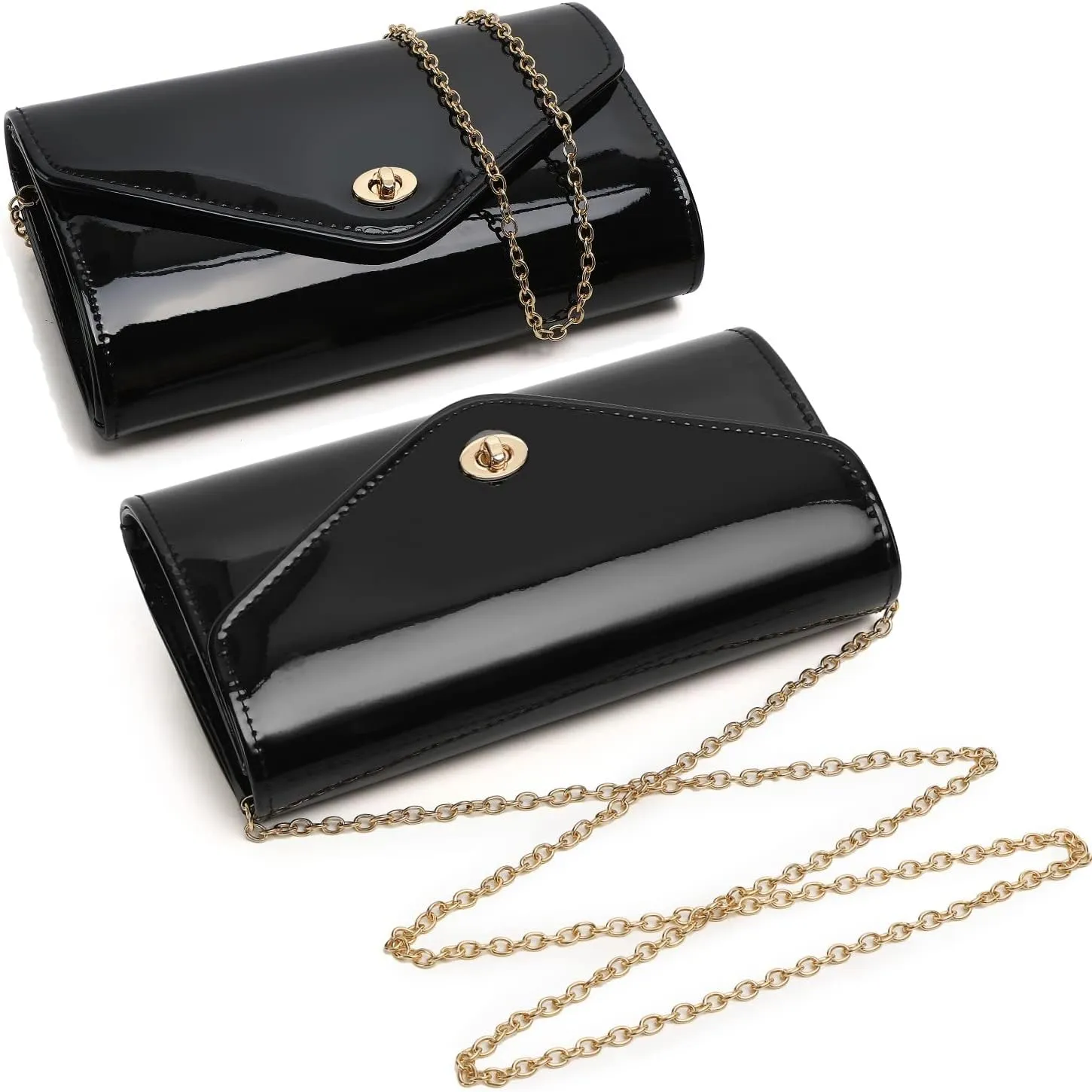 Patent Leather Envelope Clutch Womens Evening Handbag Stylish Shoulder Crossbody Bag for Dating Wedding Party Prom