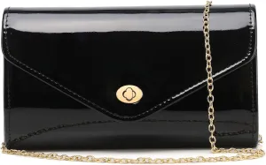 Patent Leather Envelope Clutch Womens Evening Handbag Stylish Shoulder Crossbody Bag for Dating Wedding Party Prom