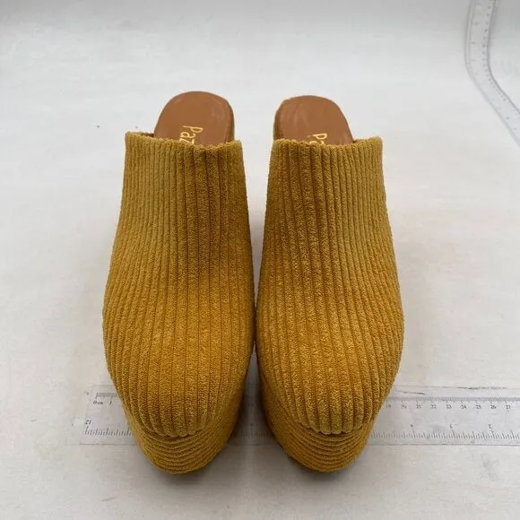 Pazzion Womens Comfy Thick Platform Round Closed Toe Clogs Mule Goldenrod Shoes