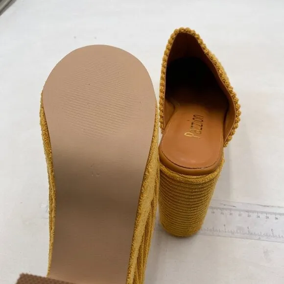 Pazzion Womens Comfy Thick Platform Round Closed Toe Clogs Mule Goldenrod Shoes