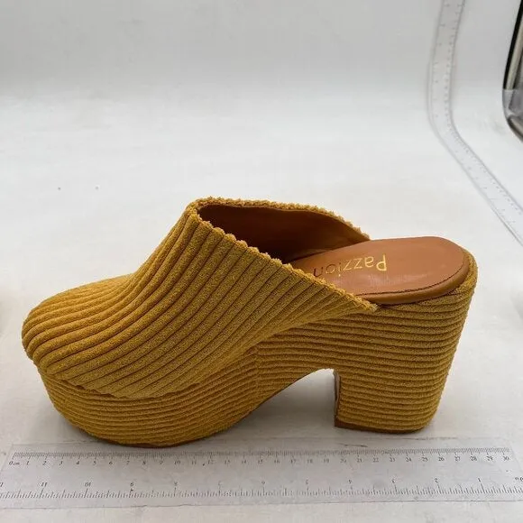 Pazzion Womens Comfy Thick Platform Round Closed Toe Clogs Mule Goldenrod Shoes