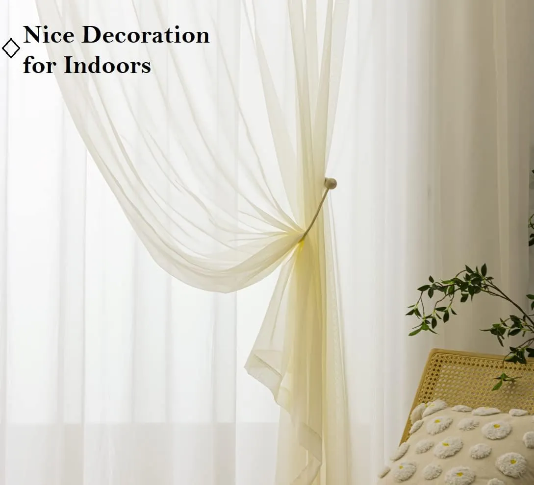 PI Sheer Voile Light Filtering Curtains Grommet Top,Backdrop Window Treatment for Living Room/Bedroom 2 Panels (W52 X L84, Butter)