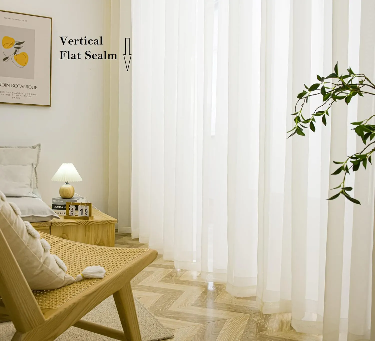 PI Sheer Voile Light Filtering Curtains Grommet Top,Backdrop Window Treatment for Living Room/Bedroom 2 Panels (W52 X L84, Butter)