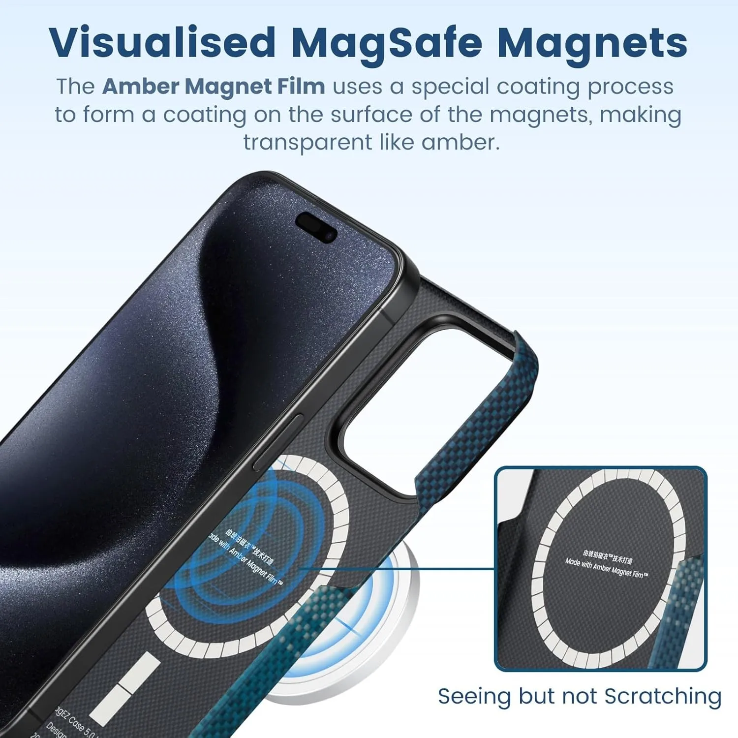 pitaka Case for iPhone 15 Pro Compatible with MagSafe, Slim & Light iPhone 15 Pro Case 6.1-inch with a Case-Less Touch Feeling, 1500D Aramid Fiber Made [MagEZ Case 5 - Moonrise]