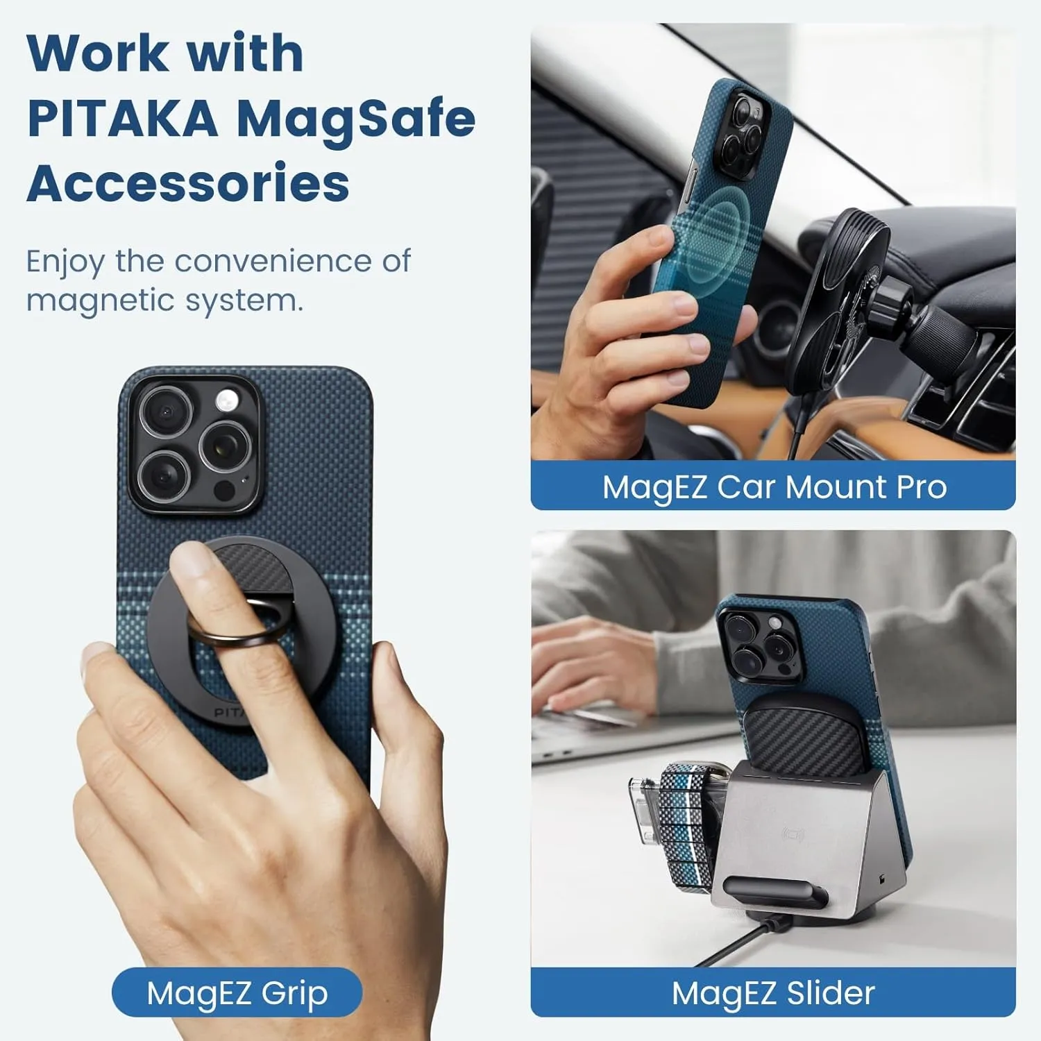 pitaka Case for iPhone 15 Pro Compatible with MagSafe, Slim & Light iPhone 15 Pro Case 6.1-inch with a Case-Less Touch Feeling, 1500D Aramid Fiber Made [MagEZ Case 5 - Moonrise]