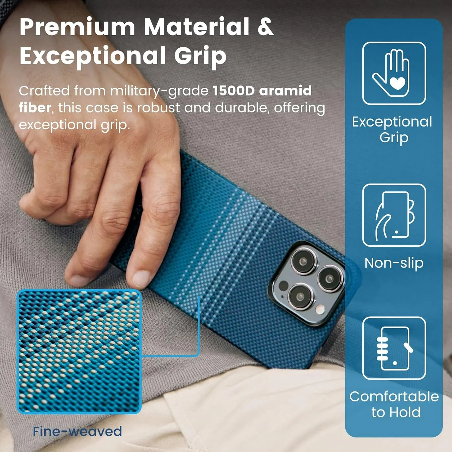 pitaka Case for iPhone 15 Pro Compatible with MagSafe, Slim & Light iPhone 15 Pro Case 6.1-inch with a Case-Less Touch Feeling, 1500D Aramid Fiber Made [MagEZ Case 5 - Moonrise]