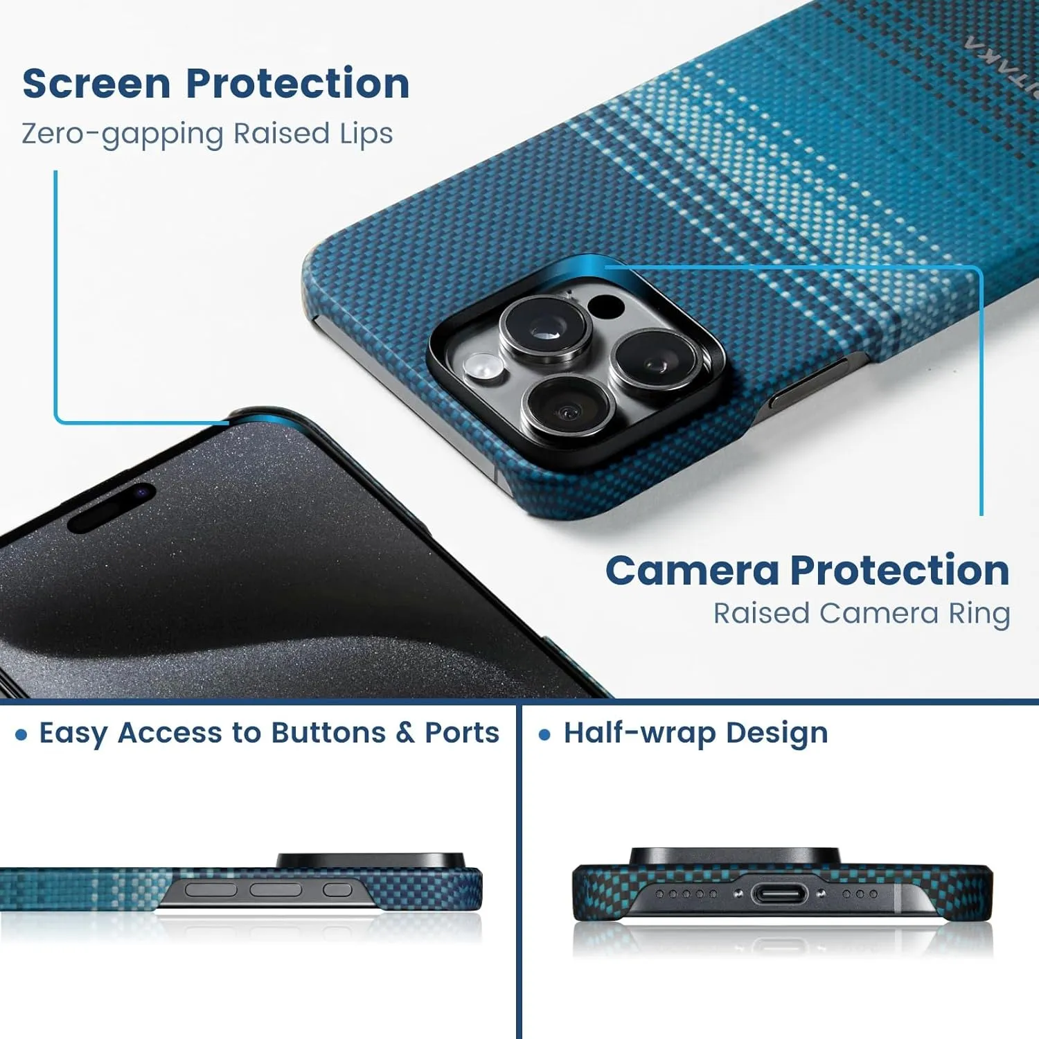 pitaka Case for iPhone 15 Pro Compatible with MagSafe, Slim & Light iPhone 15 Pro Case 6.1-inch with a Case-Less Touch Feeling, 1500D Aramid Fiber Made [MagEZ Case 5 - Moonrise]