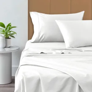 Pizuna Pure 100% Cotton Sheets California King Size, 800 Thread Count Long Staple Cotton Crisp Sateen Sheets California King with 15inch Deep Pocket (Combed White Cotton Sheets California King)