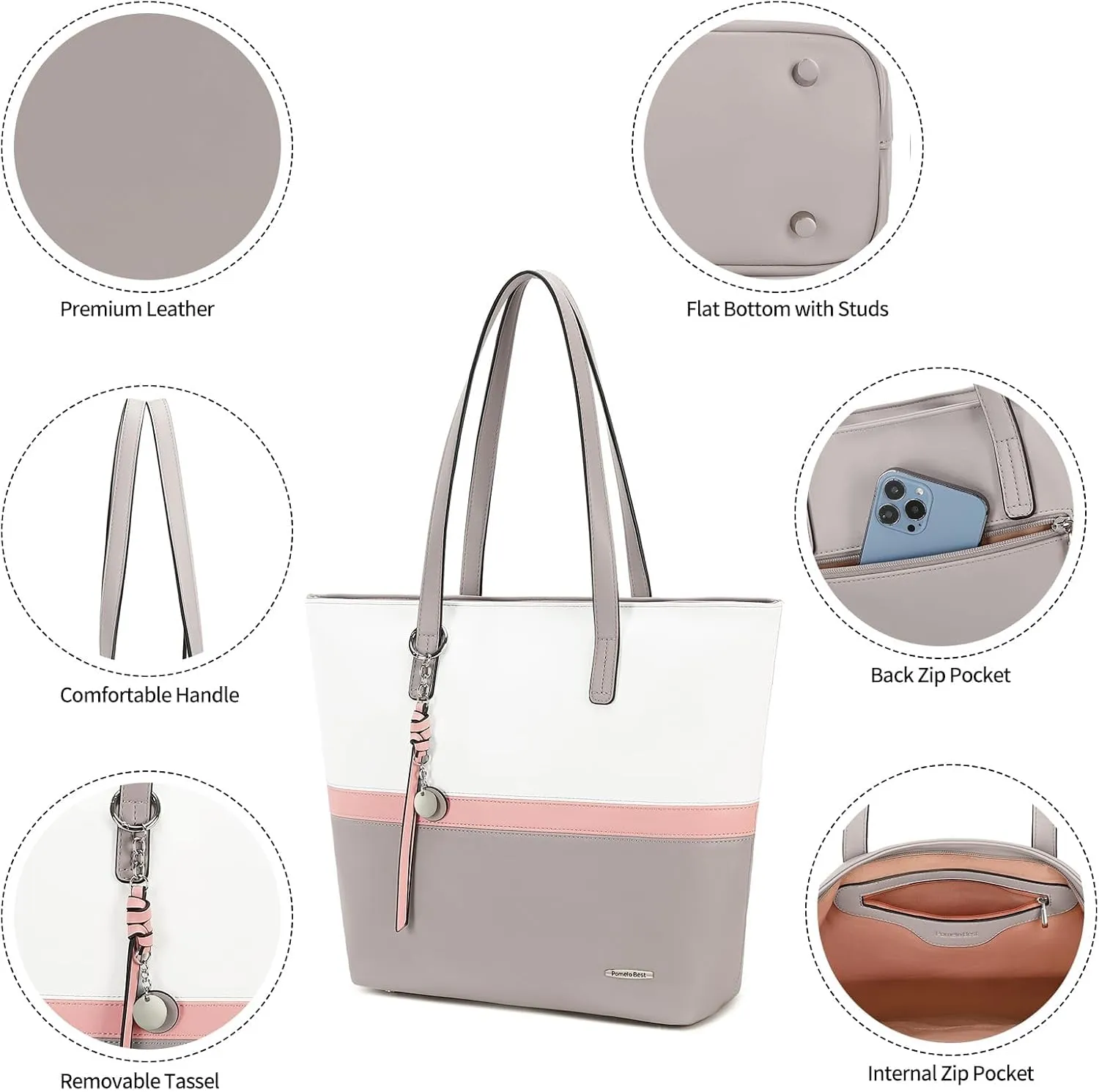 Pomelo Best Soft Faux Leather Stylish Shoulder Tote Bags for Women
