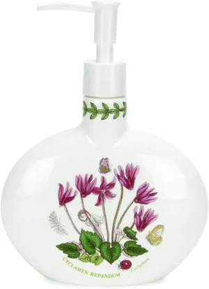 Portmeirion Botanic Garden Soap Dispenser, Cyclamen Motif - 7.5" Fine Earthenware with Chip-Resistant Glaze - Stylish & Functional for Bathroom or Kitchen Use - Made in England