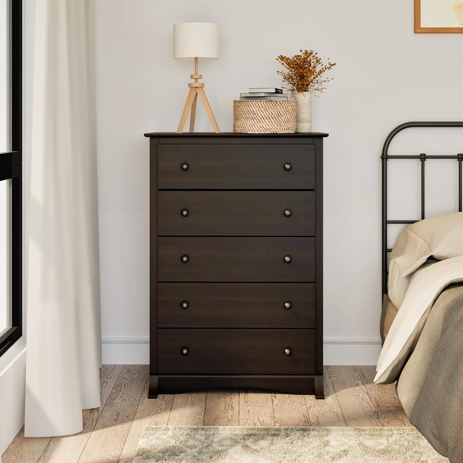 Prepac Sonoma Superior 5-Drawer Chest for Bedroom - Spacious and Stylish Chest of Drawers, Measuring 17.75"D x 31.5"W x 44.75"H, In Espresso Finish