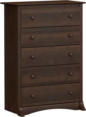 Prepac Sonoma Superior 5-Drawer Chest for Bedroom - Spacious and Stylish Chest of Drawers, Measuring 17.75"D x 31.5"W x 44.75"H, In Espresso Finish