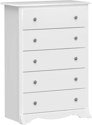Prepac Sonoma Superior 5-Drawer Chest for Bedroom - Spacious and Stylish Chest of Drawers, Measuring 17.75"D x 31.5"W x 44.75"H, In White Finish