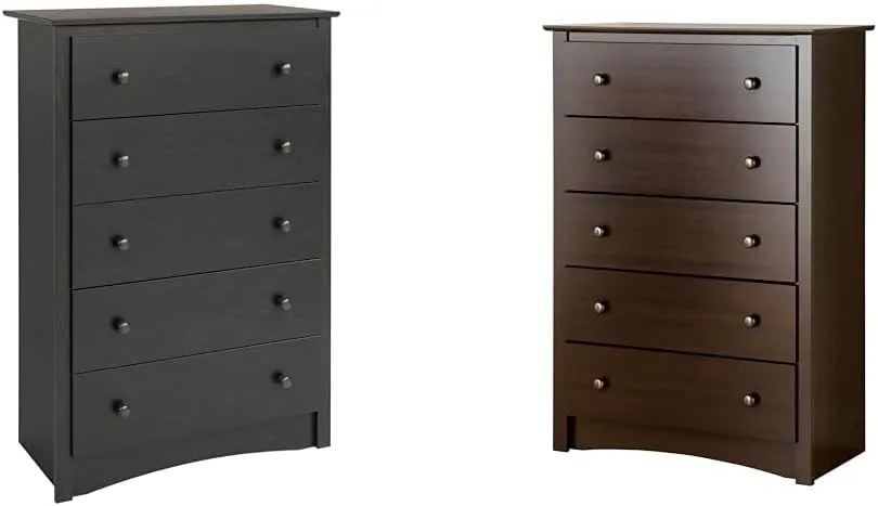 Prepac Sonoma Traditional 5-Drawer Tall Dresser for Bedroom, Functional Bedroom Dress & Fremont Superior 5-Drawer Chest for Bedroom - Spacious and Stylish Chest of Drawers, Measuring 16" D