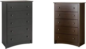 Prepac Sonoma Traditional 5-Drawer Tall Dresser for Bedroom, Functional Bedroom Dress & Fremont Superior 5-Drawer Chest for Bedroom - Spacious and Stylish Chest of Drawers, Measuring 16" D