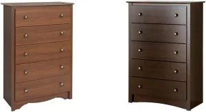 Prepac Sonoma Traditional 5-Drawer Tall Dresser for Bedroom, Functional Bedroom Dresser & Fremont Superior 5-Drawer Chest for Bedroom - Spacious and Stylish Chest of Drawers