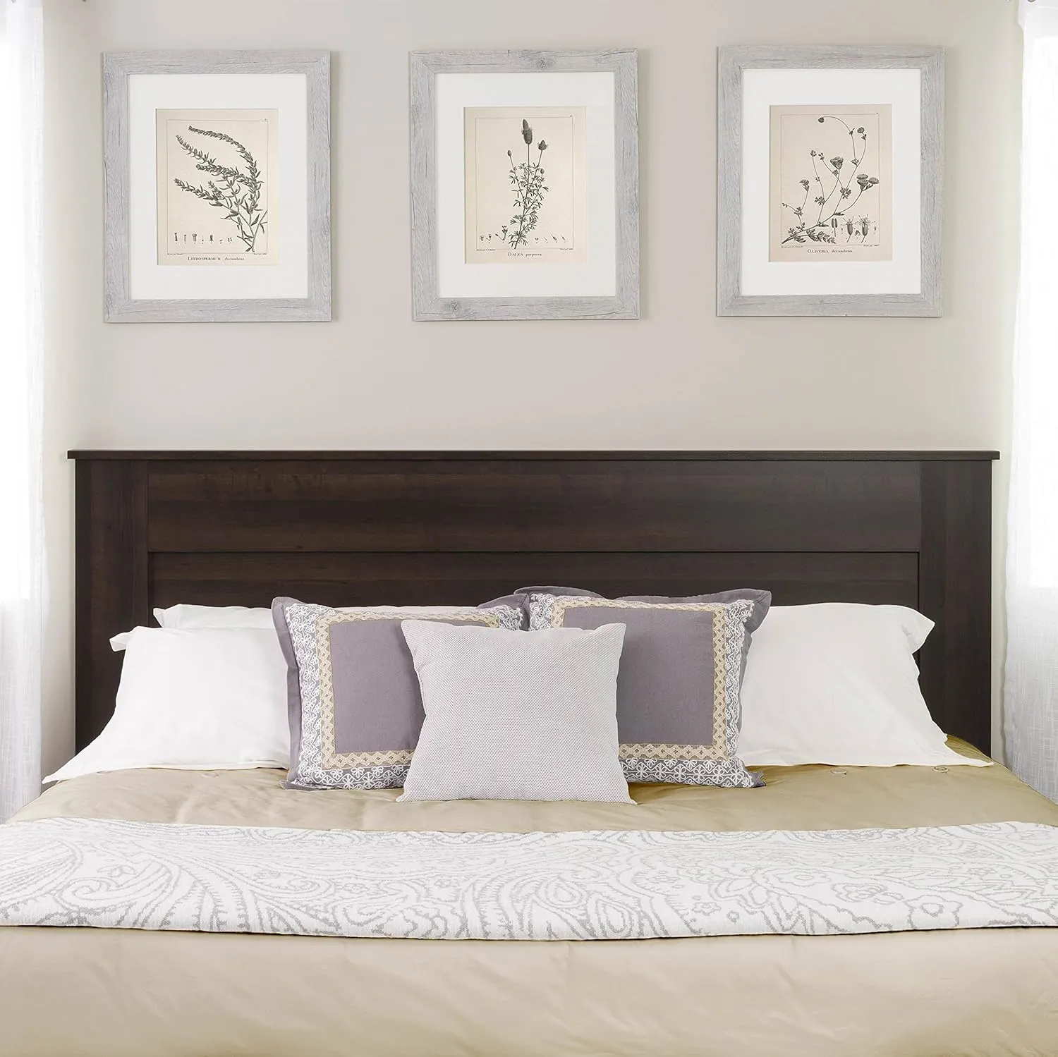 Prepac Stylish Flat Wood Panel Headboard for King Size Beds, Simplistic Wooden King Headboard 2.25" D x 81" W x 48" H, Espresso, EHFK-1301-1