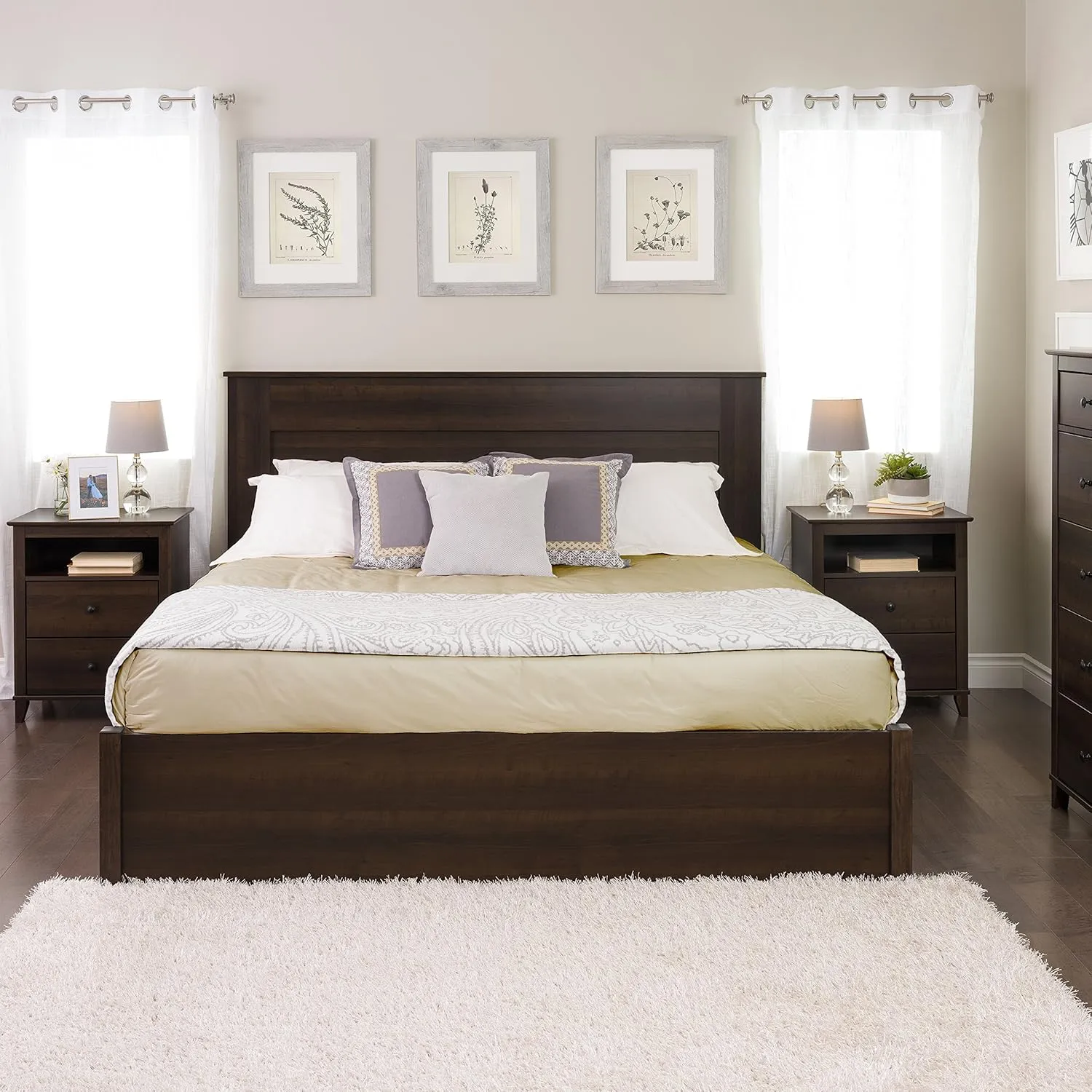 Prepac Stylish Flat Wood Panel Headboard for King Size Beds, Simplistic Wooden King Headboard 2.25" D x 81" W x 48" H, Espresso, EHFK-1301-1