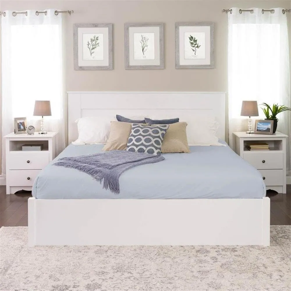 Prepac Stylish Flat Wood Panel Headboard for King Size Beds, Simplistic Wooden King Headboard 2.25" D x 81" W x 48" H, White, WHFK-1301-1