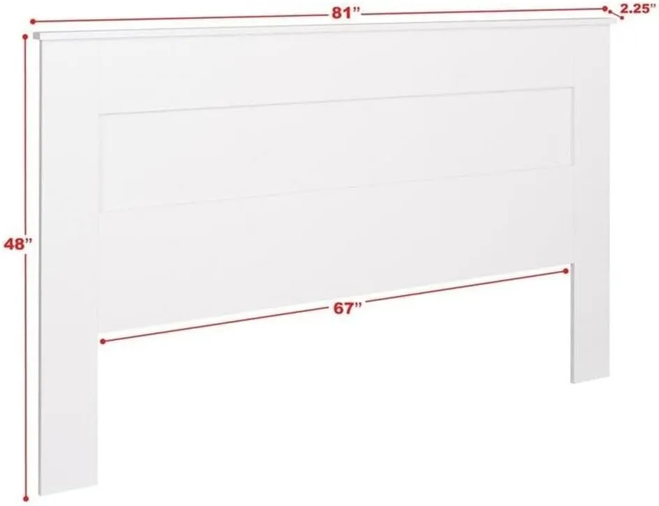 Prepac Stylish Flat Wood Panel Headboard for King Size Beds, Simplistic Wooden King Headboard 2.25" D x 81" W x 48" H, White, WHFK-1301-1