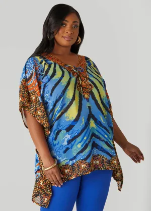 Printed Lace Up Tunic