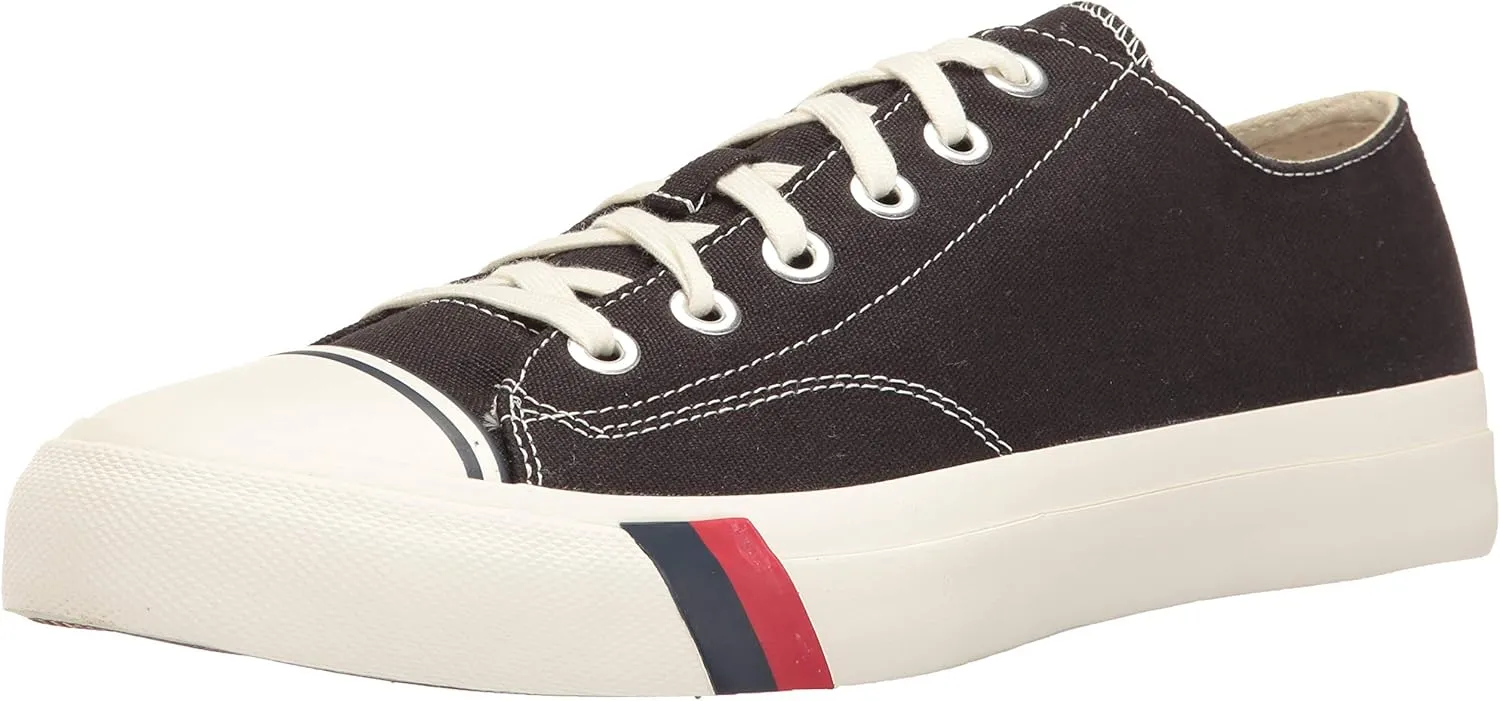 PRO-Keds Men's Royal Lo Lace Up Fashion Sneaker, Black Canvas, 3.5