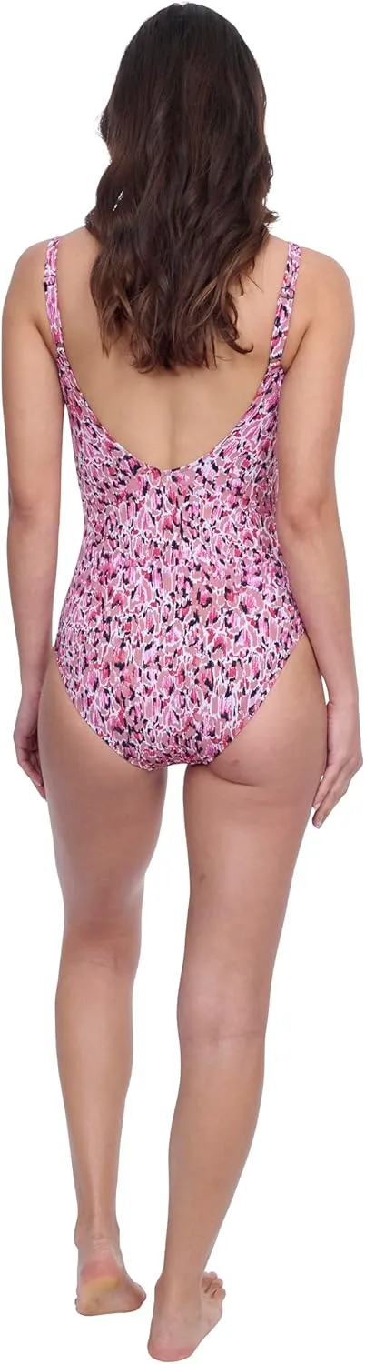Profile by Gottex Fun Flair Stylish Women’s One Piece V Neck Bathing Swimsuit with Soft Cup and Tummy Control Swim Essential