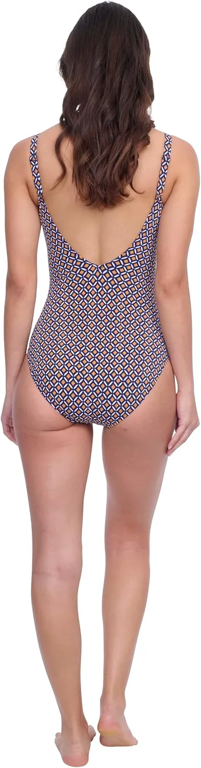 Profile by Gottex Fun Flair Stylish Women’s One Piece V Neck Bathing Swimsuit with Soft Cup and Tummy Control Swim Essential