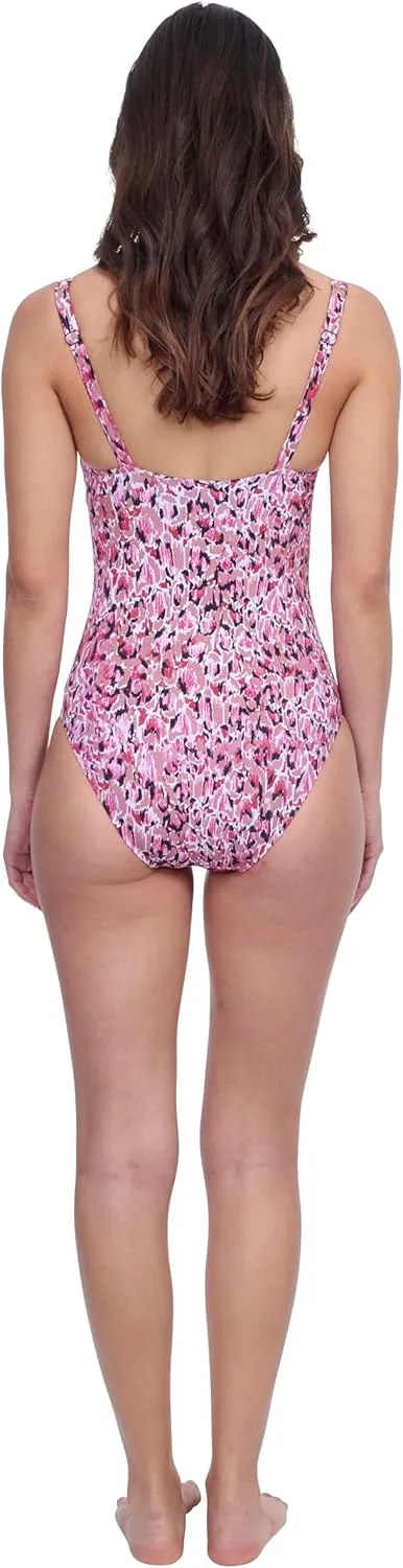 Profile by Gottex Fun Flair Women’s One Piece Crossover Stylish Swimsuit with Soft Cup and Tummy Control Swim Essential