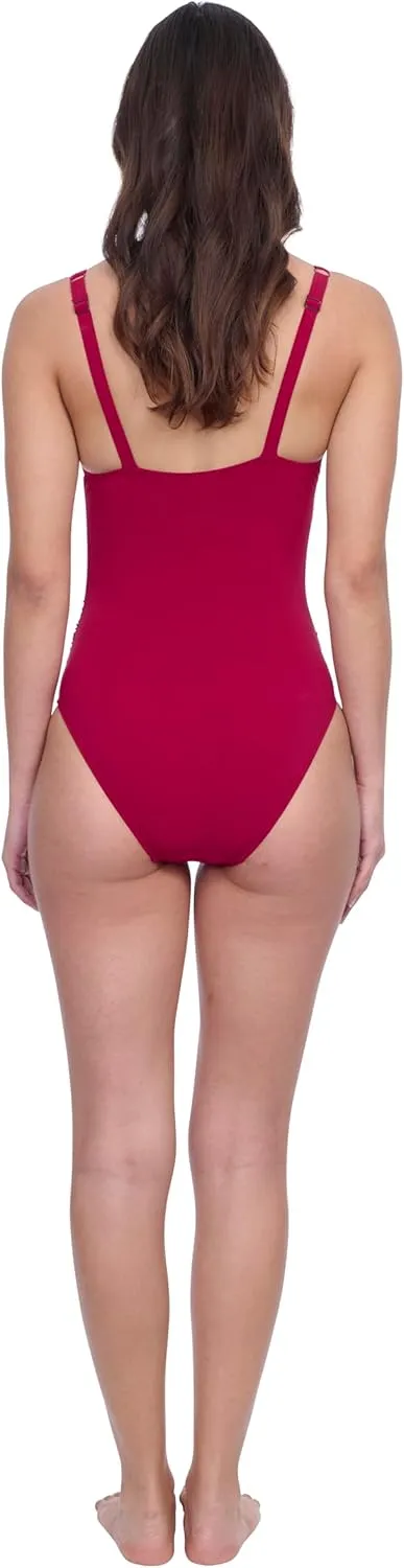 Profile by Gottex Fun Flair Women’s One Piece Crossover Stylish Swimsuit with Soft Cup and Tummy Control Swim Essential