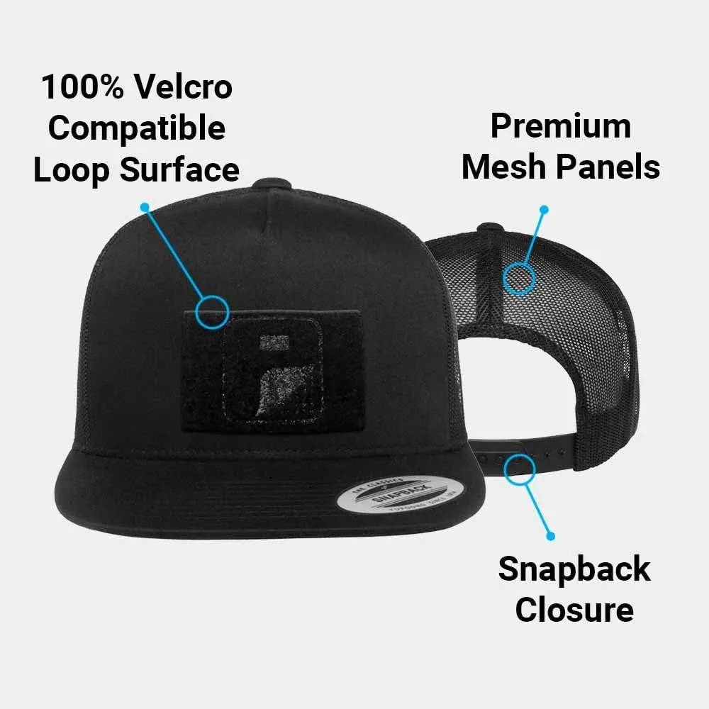 Pull Patch Tactical Hat | Authentic Snapback Flat Bill Trucker Cap | 2x3 Loop Surface to Attach Morale Hook Patches