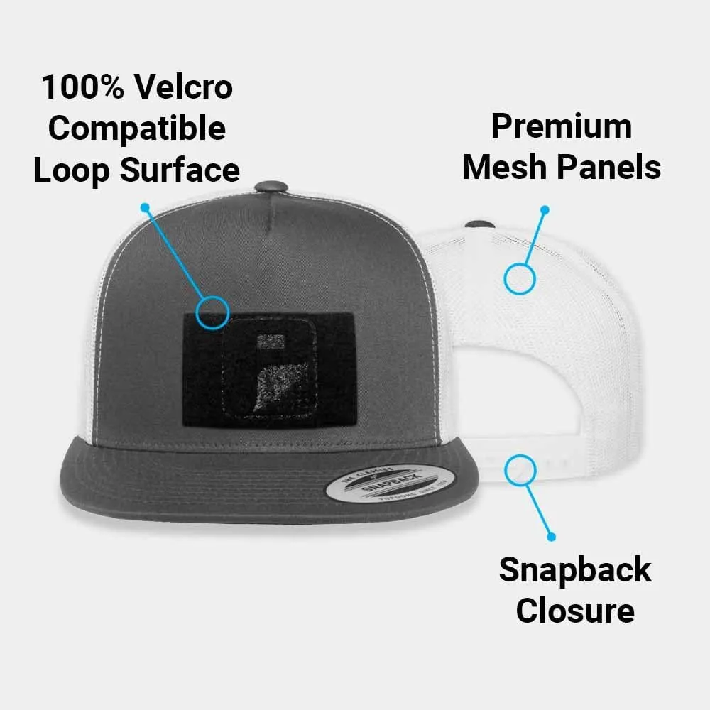 Pull Patch Tactical Hat | Authentic Snapback Flat Bill Trucker Cap | 2x3 Loop Surface to Attach Morale Hook Patches