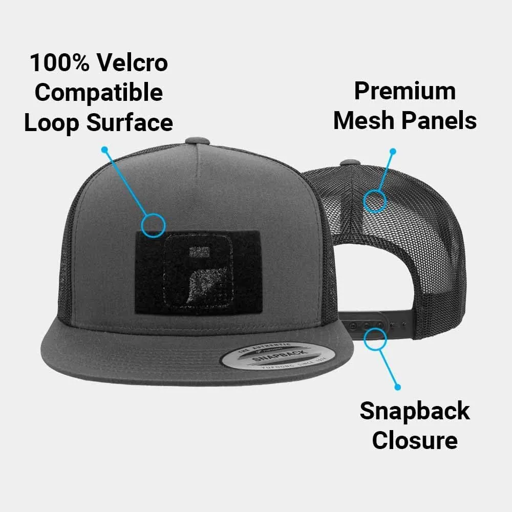 Pull Patch Tactical Hat | Authentic Snapback Flat Bill Trucker Cap | 2x3 Loop Surface to Attach Morale Hook Patches