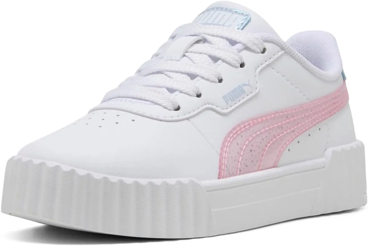 PUMA Carina Sneaker, White-Rose Mauve-Cool Weather, 1.5 US Unisex Little Kid