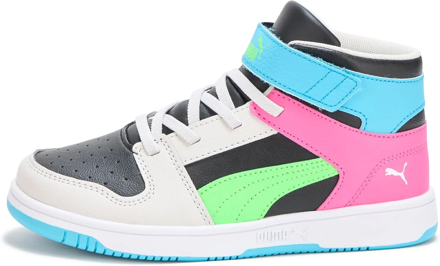 PUMA Unisex-Child Rebound Layup Mid Hook and Loop (Little Kid) Sneaker