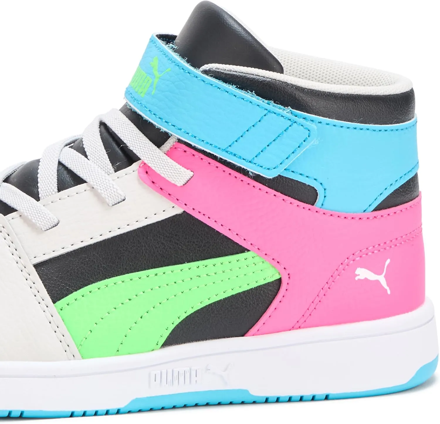 PUMA Unisex-Child Rebound Layup Mid Hook and Loop (Little Kid) Sneaker
