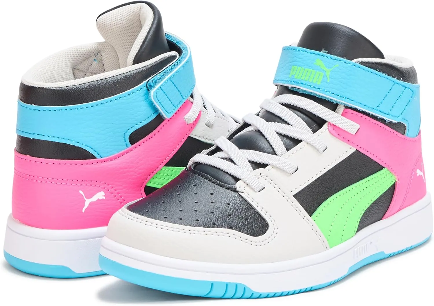 PUMA Unisex-Child Rebound Layup Mid Hook and Loop (Little Kid) Sneaker