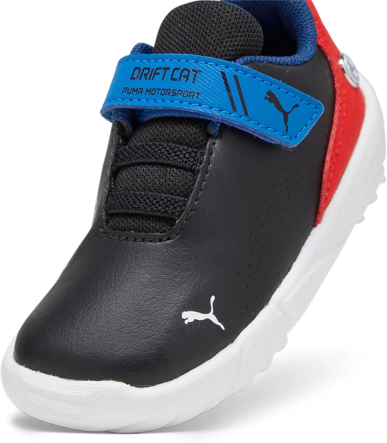 PUMA Unisex-Child Shoes Kids BMW M Motorsport Drift Cat Decima Hook and Loop Sneaker, Black-Pop Red White, 7 US Toddler