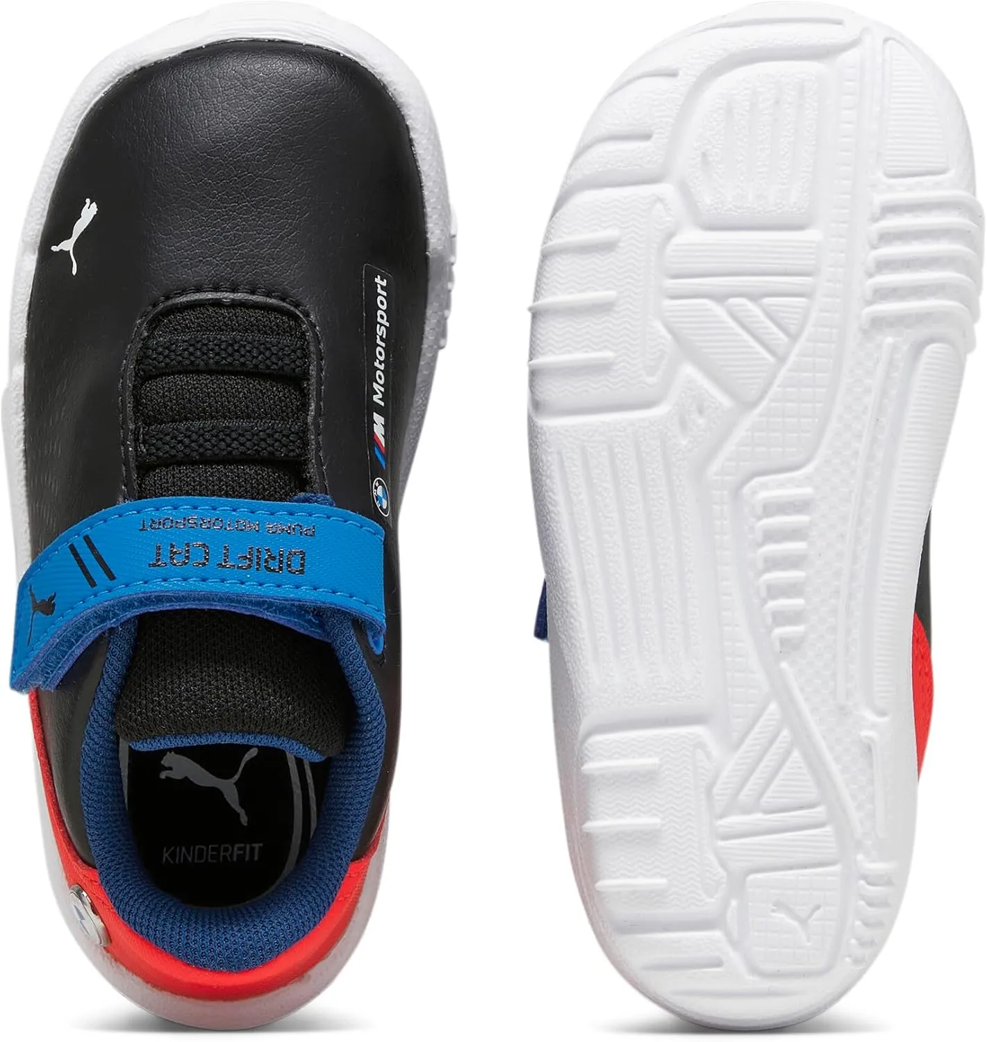 PUMA Unisex-Child Shoes Kids BMW M Motorsport Drift Cat Decima Hook and Loop Sneaker, Black-Pop Red White, 7 US Toddler