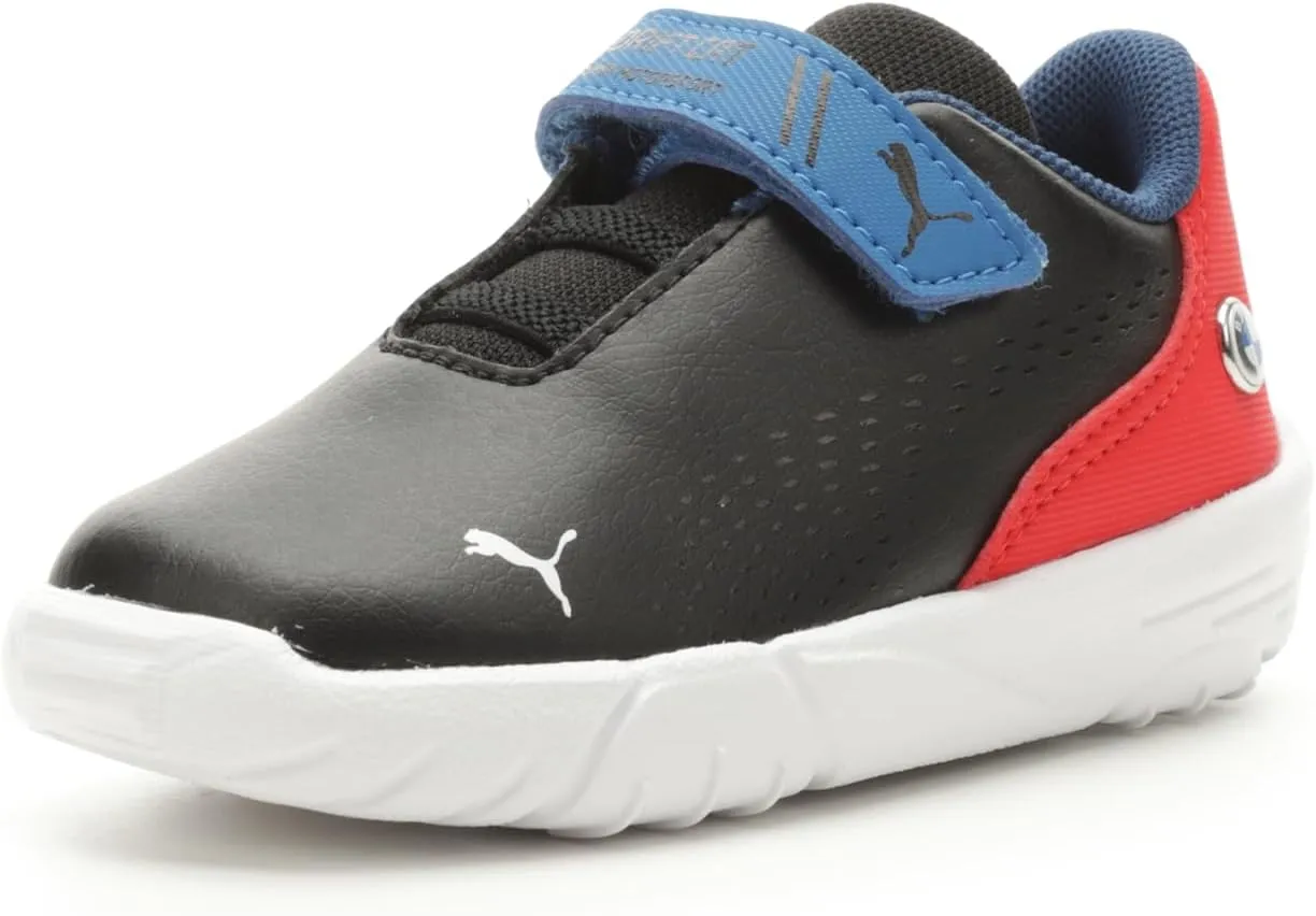 PUMA Unisex-Child Shoes Kids BMW M Motorsport Drift Cat Decima Hook and Loop Sneaker, Black-Pop Red White, 7 US Toddler