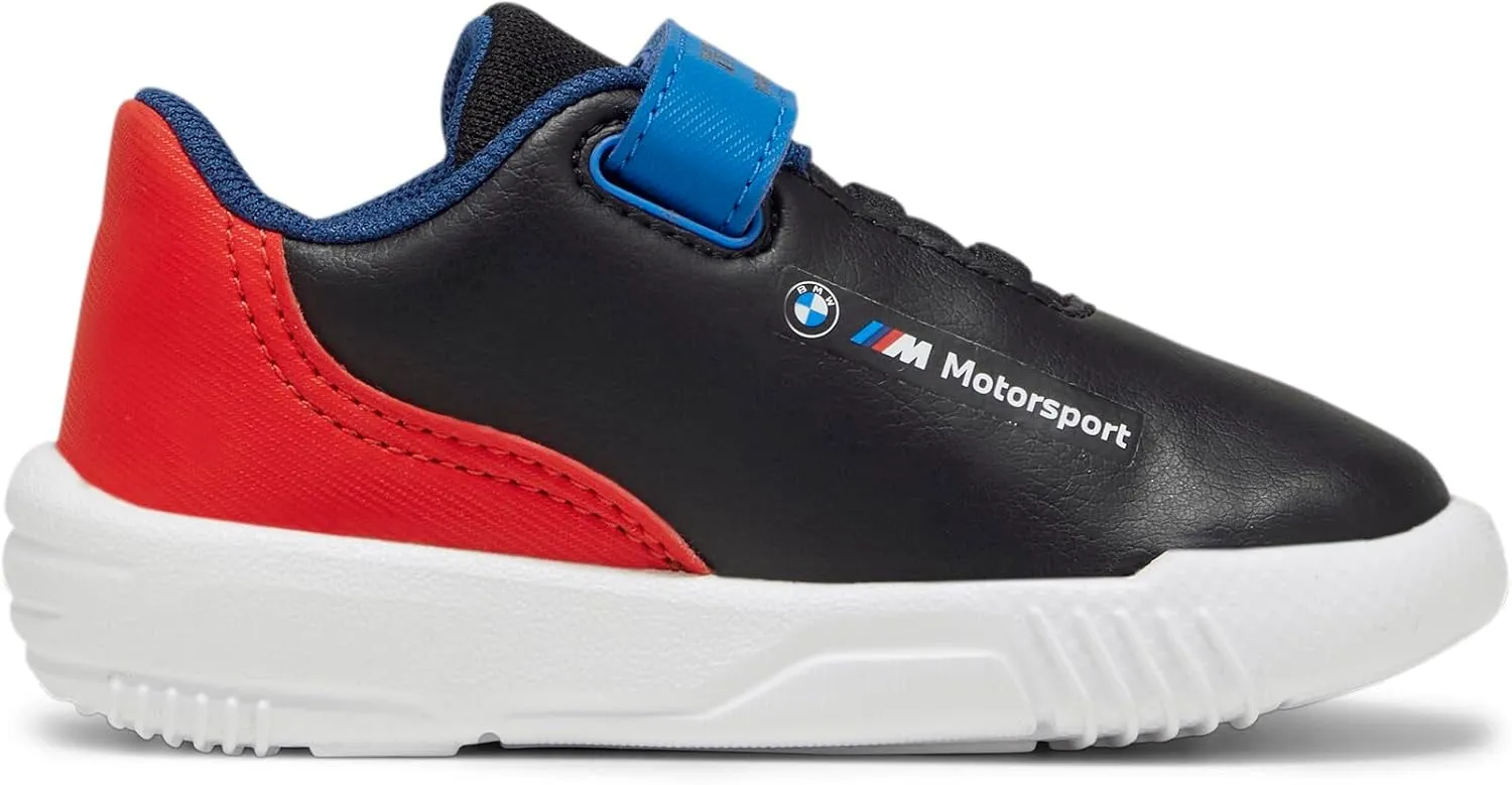 PUMA Unisex-Child Shoes Kids BMW M Motorsport Drift Cat Decima Hook and Loop Sneaker, Black-Pop Red White, 7 US Toddler