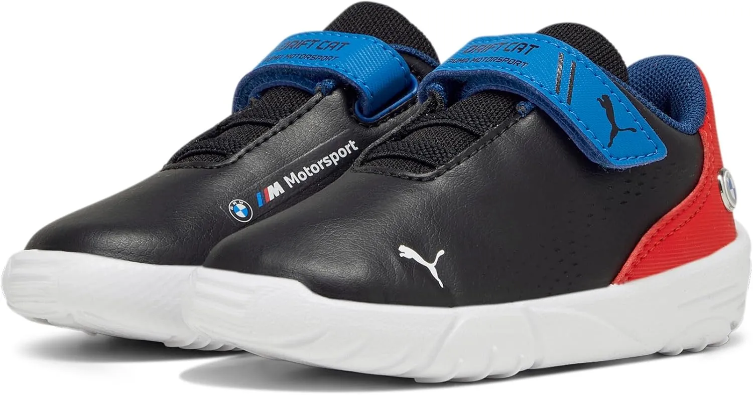 PUMA Unisex-Child Shoes Kids BMW M Motorsport Drift Cat Decima Hook and Loop Sneaker, Black-Pop Red White, 7 US Toddler