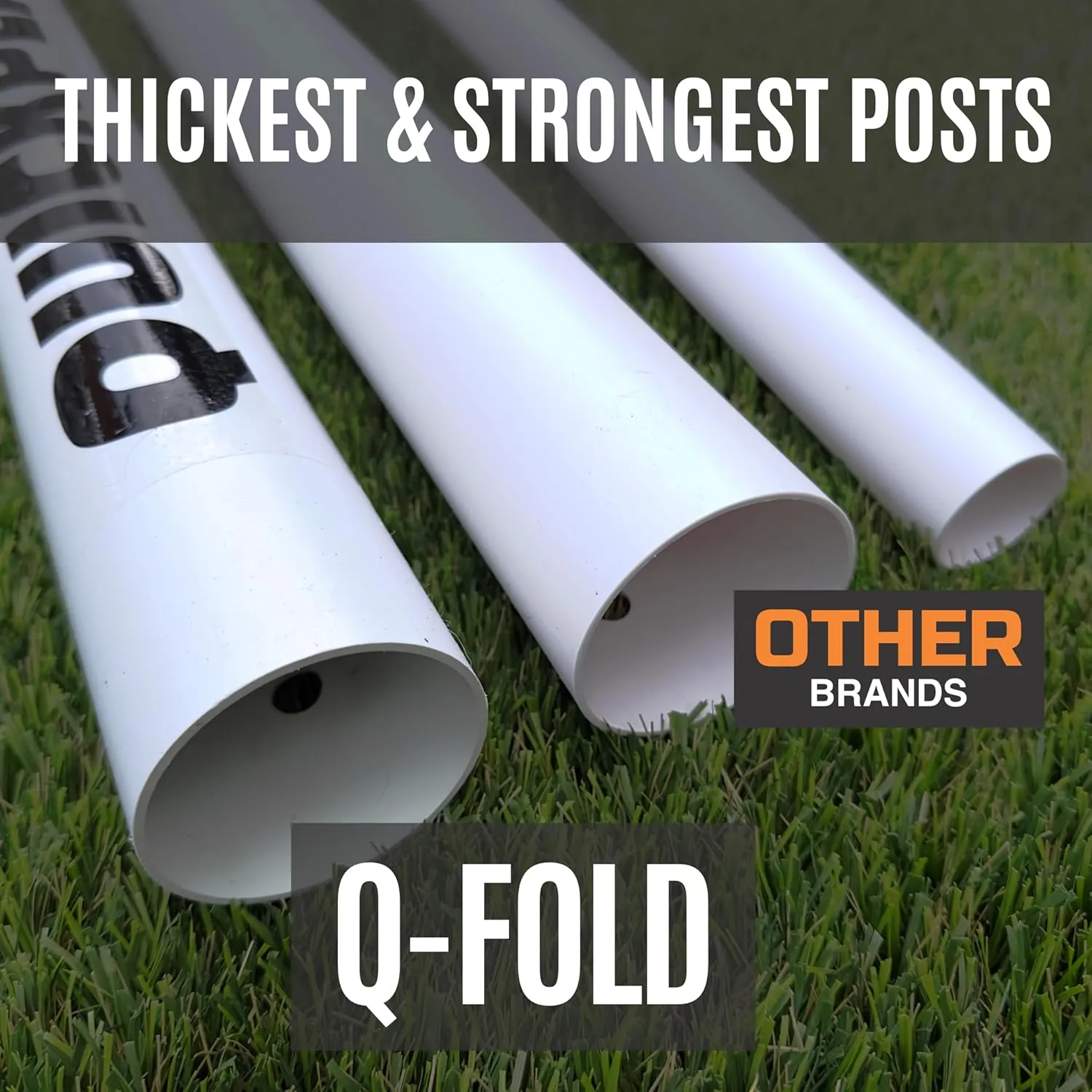 QUICKPLAY Q-Fold Soccer Goal | 30-Second Folding Design for Easy Setup | Portable & Weatherproof uPVC Soccer Goal for Backyard | Durable Post for Adults & Kids