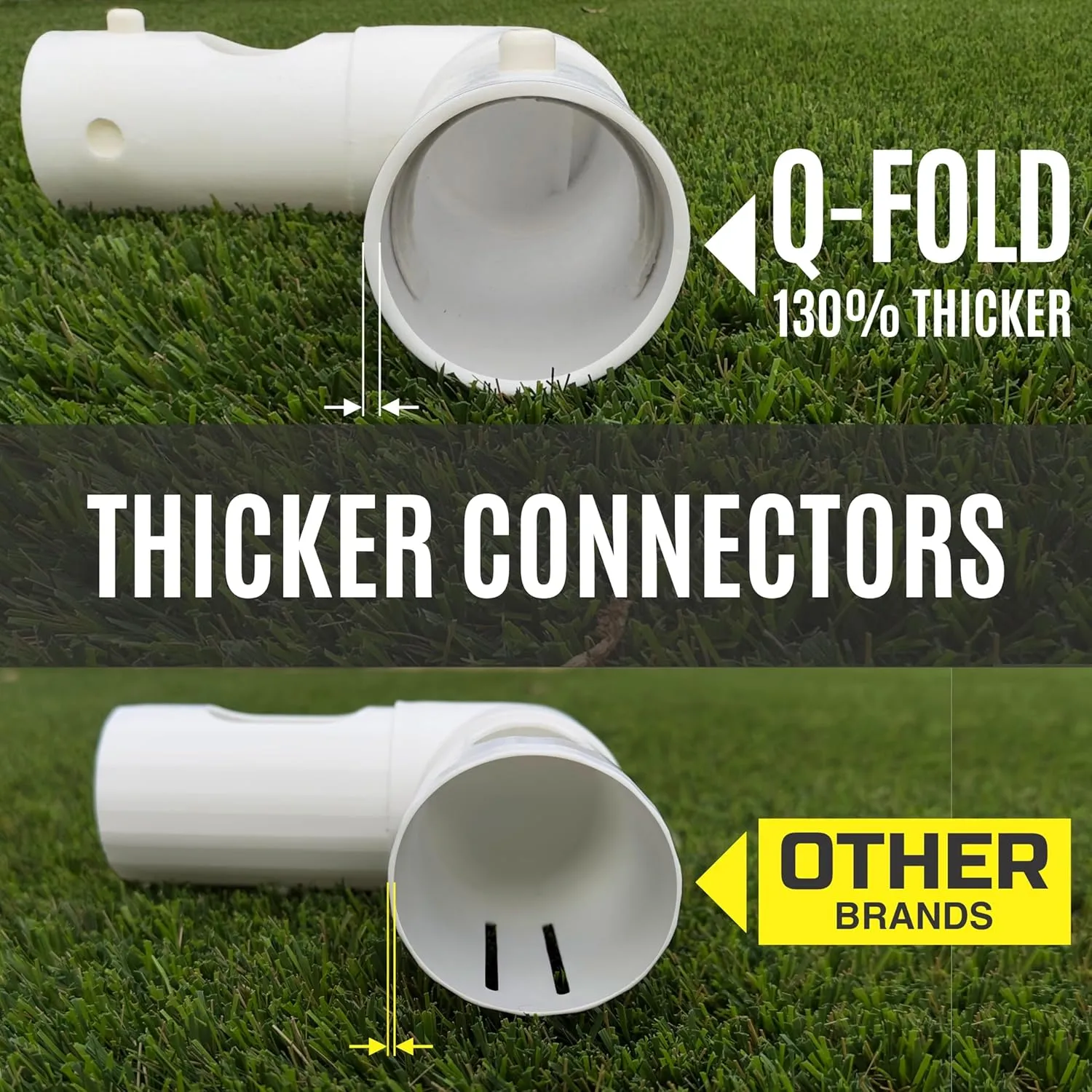 QUICKPLAY Q-Fold Soccer Goal | 30-Second Folding Design for Easy Setup | Portable & Weatherproof uPVC Soccer Goal for Backyard | Durable Post for Adults & Kids