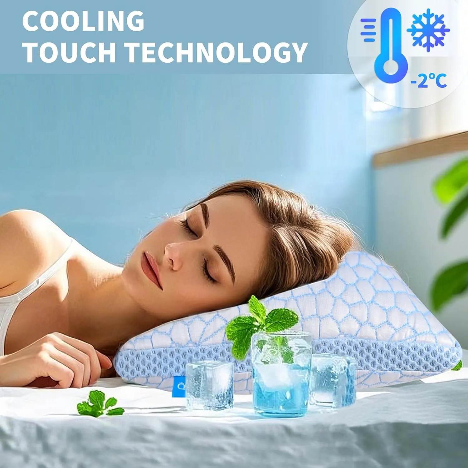 QUTOOL Cooling Pillows for Sleeping,Shredded Memory Foam Pillows King Size Set of 1,Adjustable Soft & Firm Gel Bed Pillow for Side, Back, Stomach Sleepers